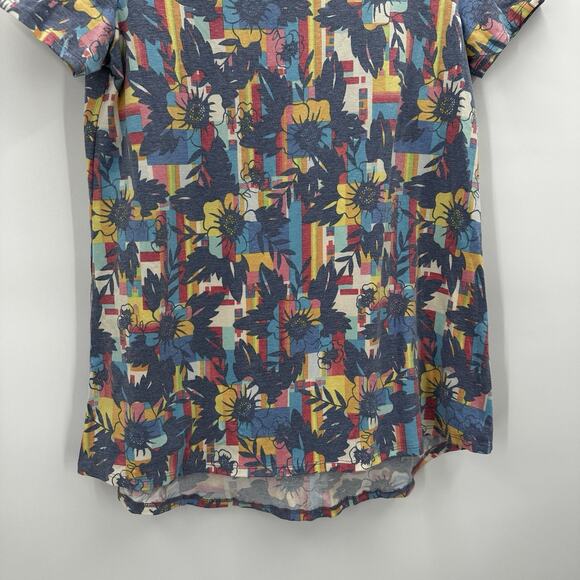 Lularoe Classic Tee Womens Small Blue Multicolor Floral Basic Boho Colorful - Picture 2 of 10